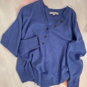 LOFT Blue Button-Up Sweater